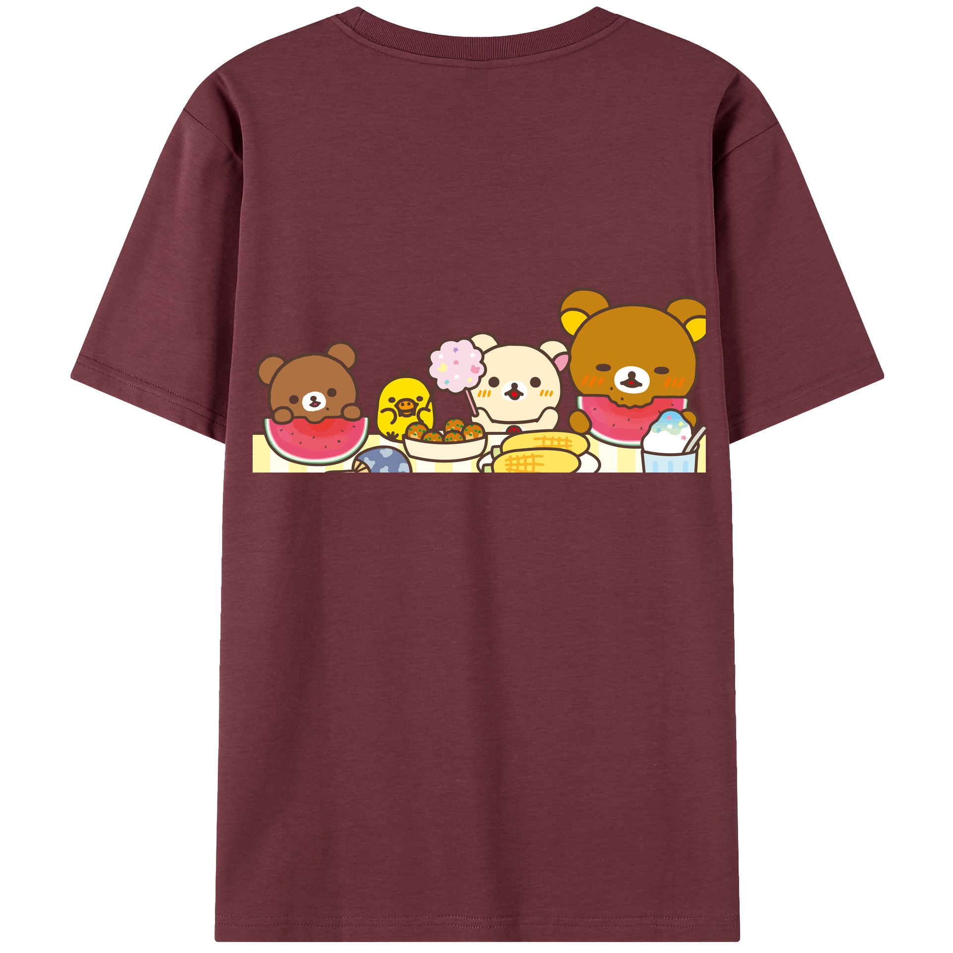 （画像用） リラックマ リラックマ キイロイトリ Rilakkuma Korilakkuma Kiiroitori 綿100％半袖Tシャツ（背面プリント）
